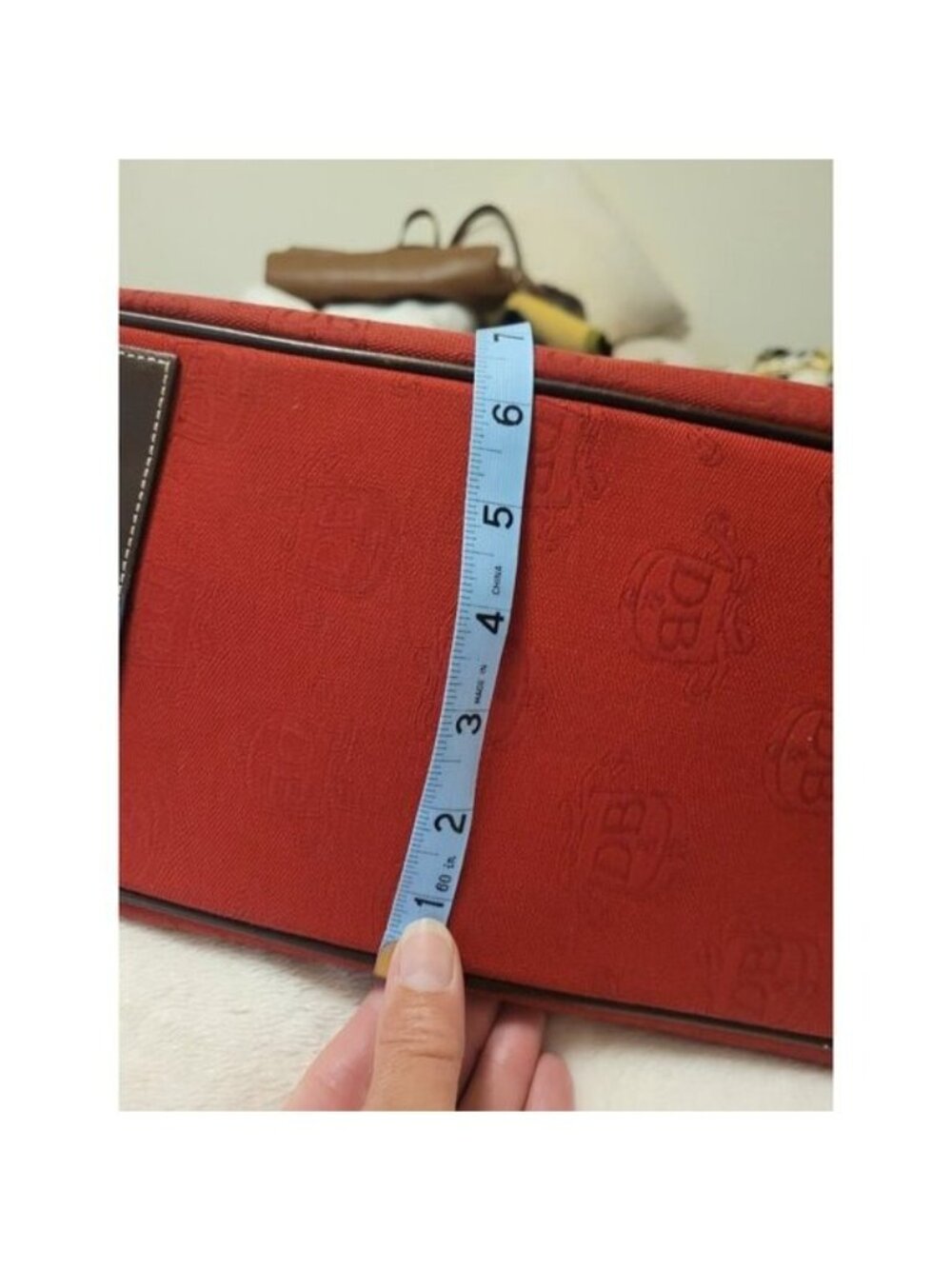 Dooney & Bourke Red Canvas Leather Satchel Tote Bag Matching Pouch Classic Prep - Picture 6 of 12